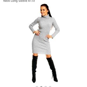 WHITE RIBBED SWEATER DRESS